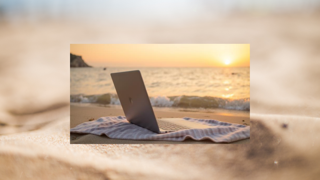 laptop on beach